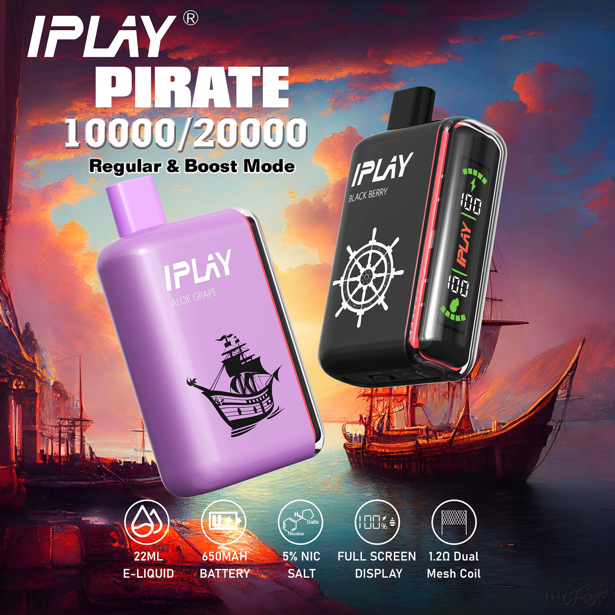 IPLAY Pirate 10000/20000 - High-Capacity Disposable Vape IPLAY Pirate 10000/20000 - High-Capacity Disposable Vape